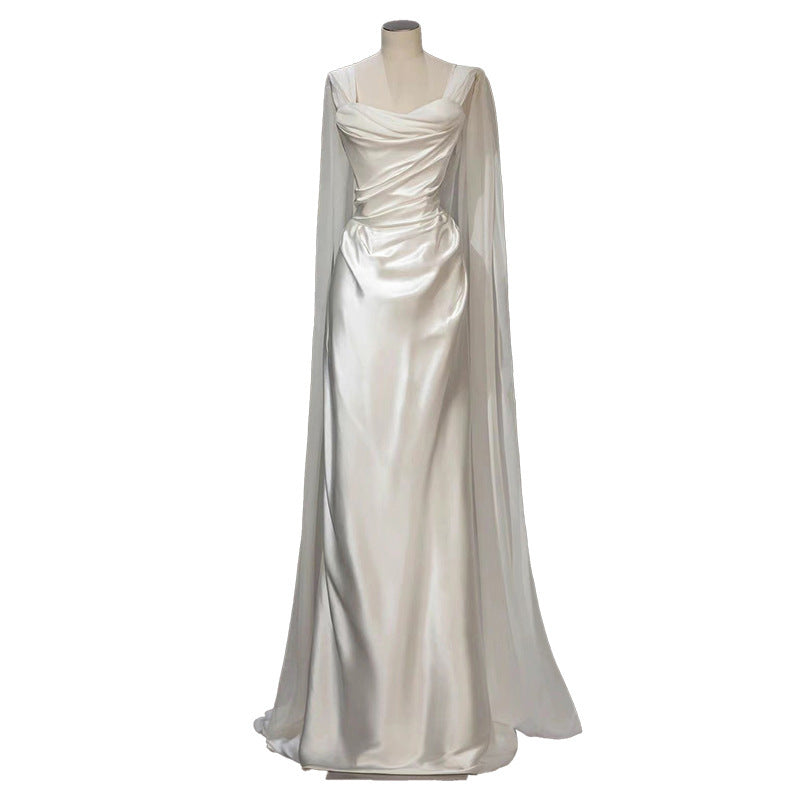 Elegant French White Satin Wedding Dress for Dreamy Ceremonies