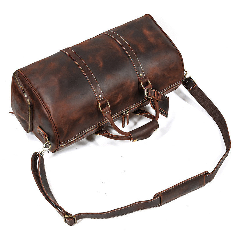 กระเป๋าเดินทางหนัง Crazy Horse Leather Duffel Bag สไตล์เรโทร