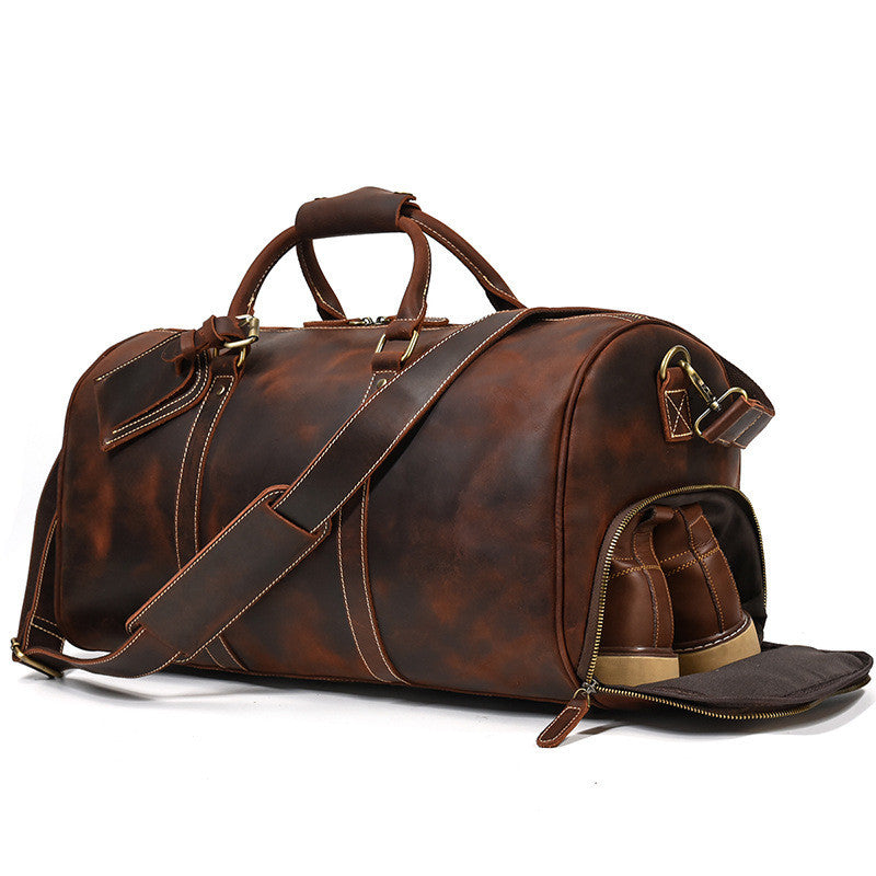 กระเป๋าเดินทางหนัง Crazy Horse Leather Duffel Bag สไตล์เรโทร