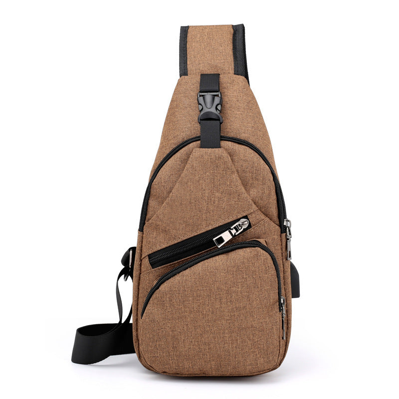 Men’s Canvas Shoulder Bag – USB Charging Travel Sling
