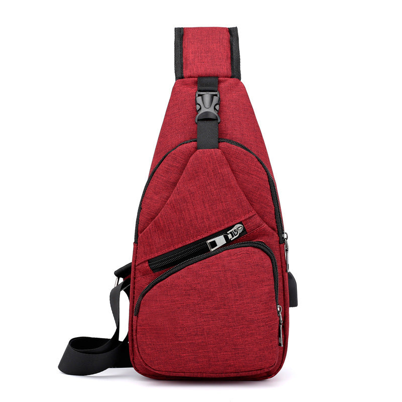 Men’s Canvas Shoulder Bag – USB Charging Travel Sling
