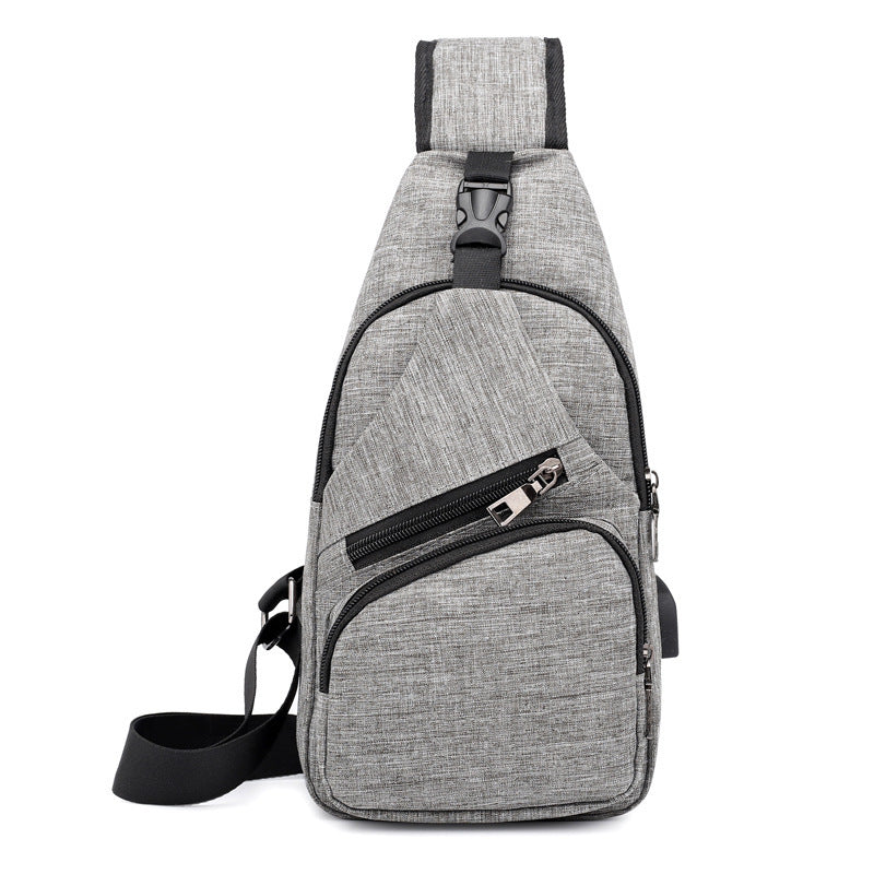 Men’s Canvas Shoulder Bag – USB Charging Travel Sling