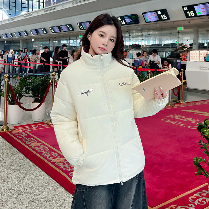 Warm & Stylish – Stand Collar Plaid Cotton Jacket