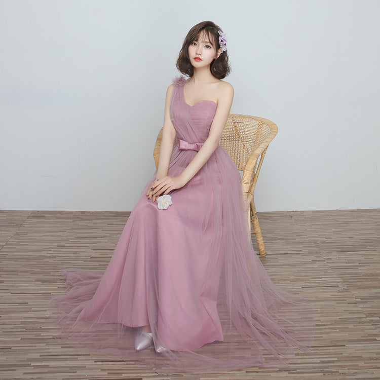 Elegant Brown Satin Bridesmaid Dress for Comfortable All-Night Wear