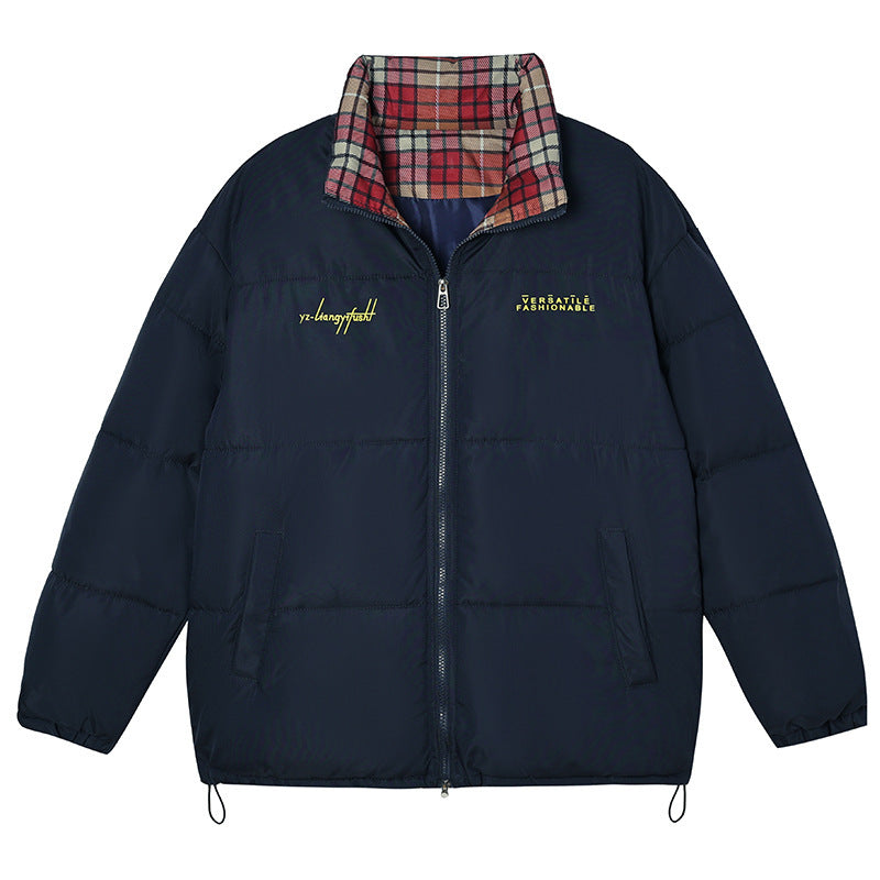 Warm & Stylish – Stand Collar Plaid Cotton Jacket
