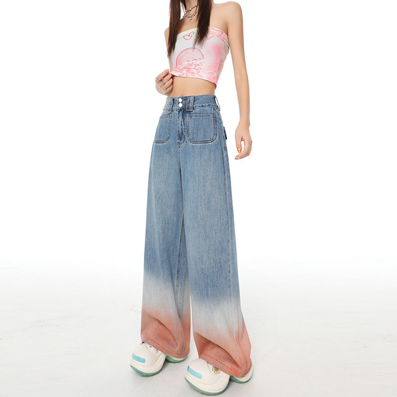 High Waist Gradient Mopping Jeans – Effortless Style, Perfect Fit