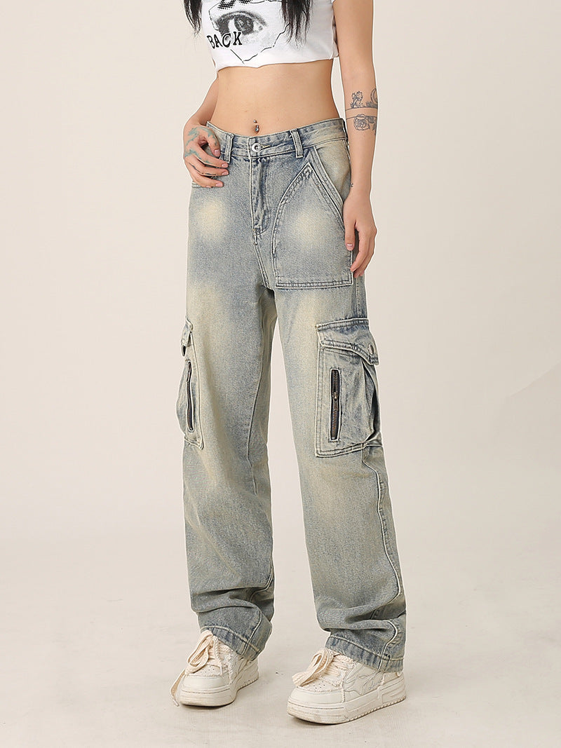 Retro Multi-Pocket Jeans – Functional, Loose, and Effortlessly Stylish