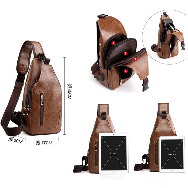 Men’s Premium Leather Chest Bag – Stylish Messenger for Everyday