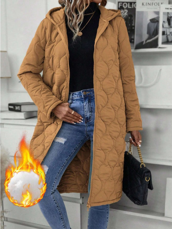 Cozy & Stylish – Zipper Solid-Colored Hooded Padded Jacket