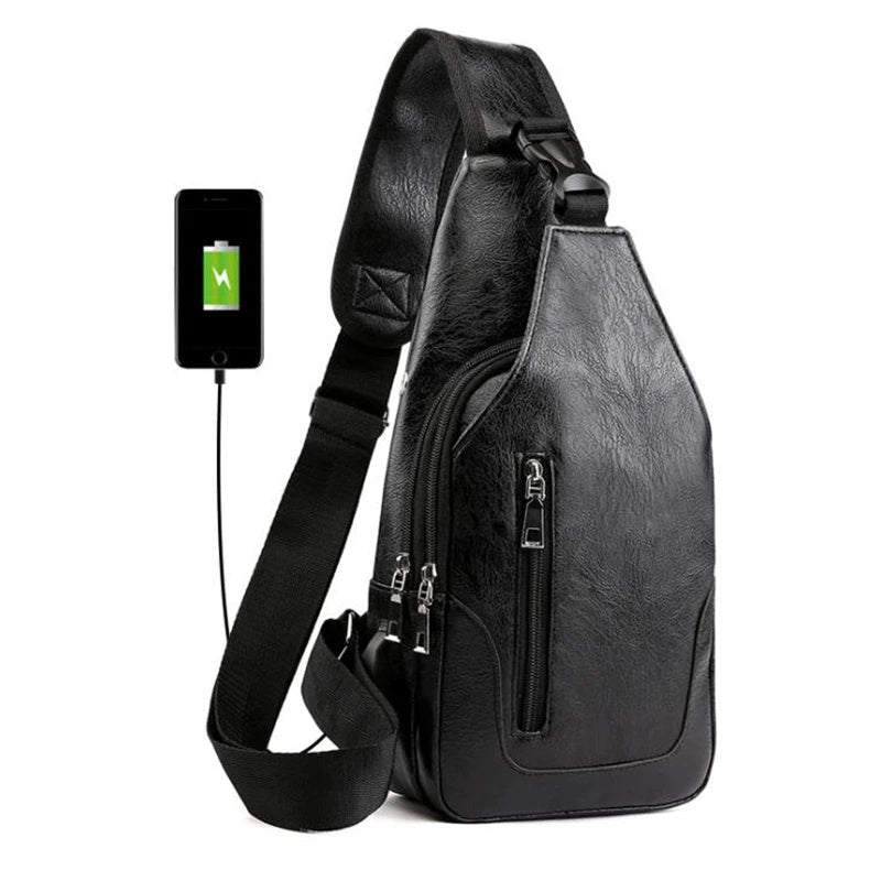 Men’s Premium Leather Chest Bag – Stylish Messenger for Everyday