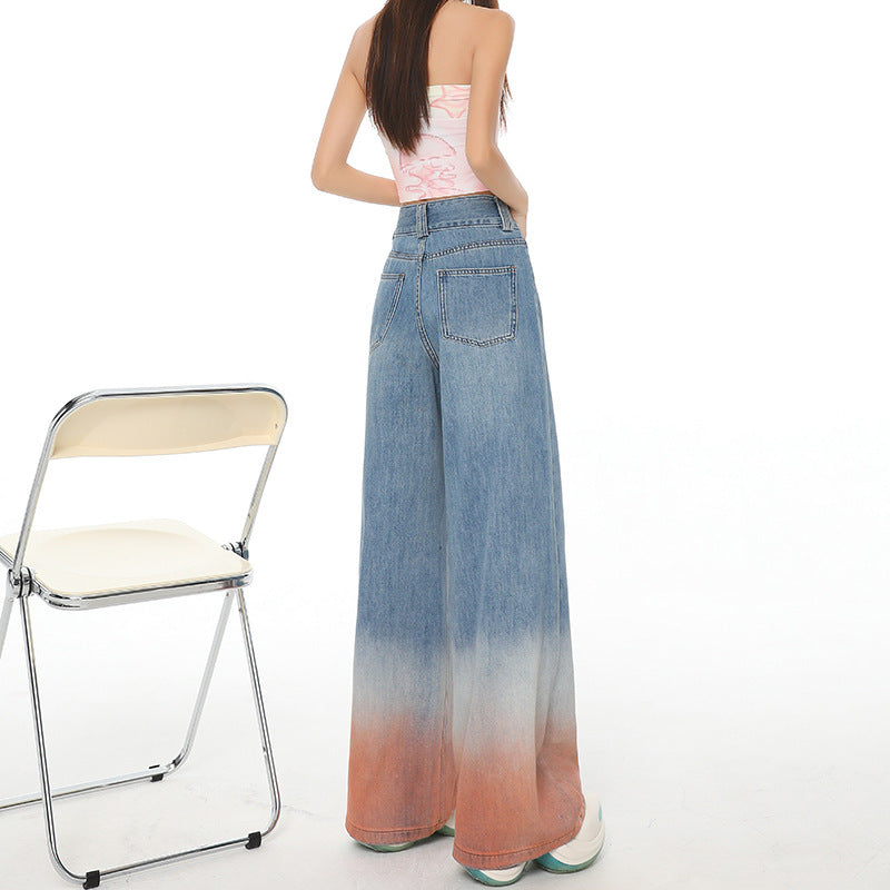 High Waist Gradient Mopping Jeans – Effortless Style, Perfect Fit