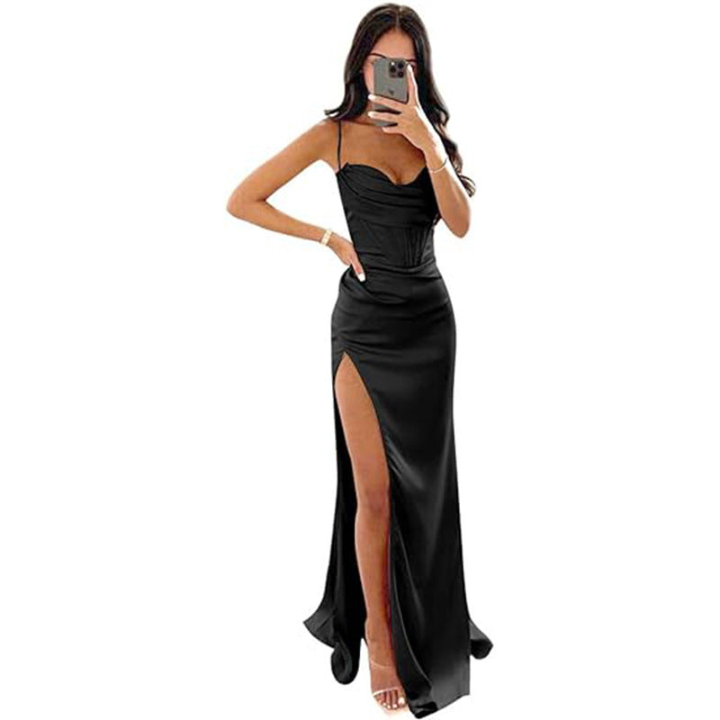 Elegant European & American Sleeveless Camisole Evening Dress