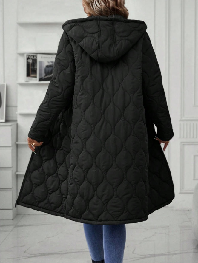 Cozy & Stylish – Zipper Solid-Colored Hooded Padded Jacket