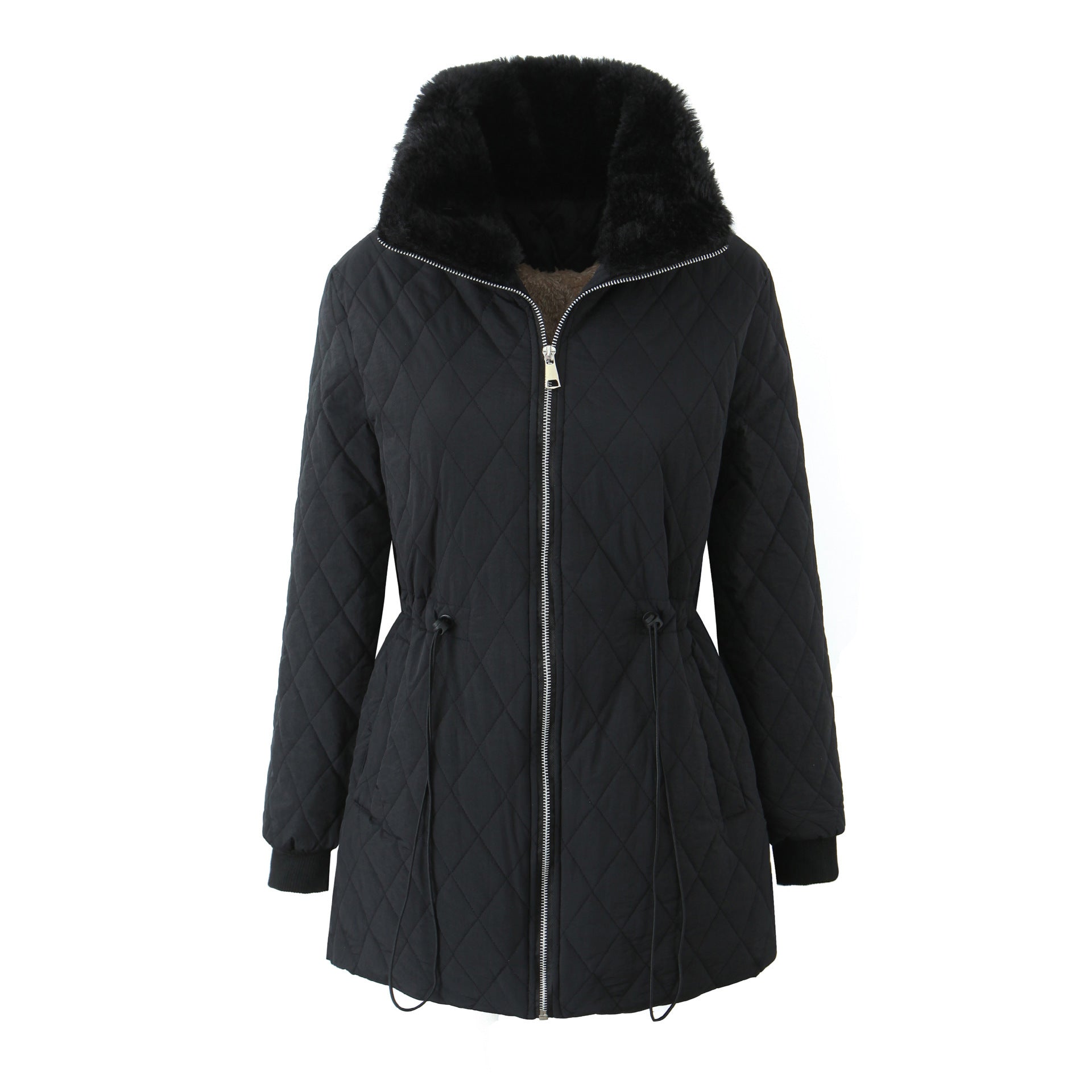 Elegant Comfort – Women’s Slim Cotton-Padded Mid-Length Jacket