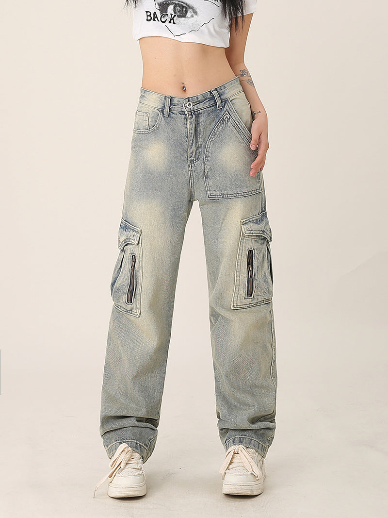 Retro Multi-Pocket Jeans – Functional, Loose, and Effortlessly Stylish