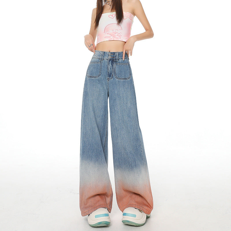 High Waist Gradient Mopping Jeans – Effortless Style, Perfect Fit