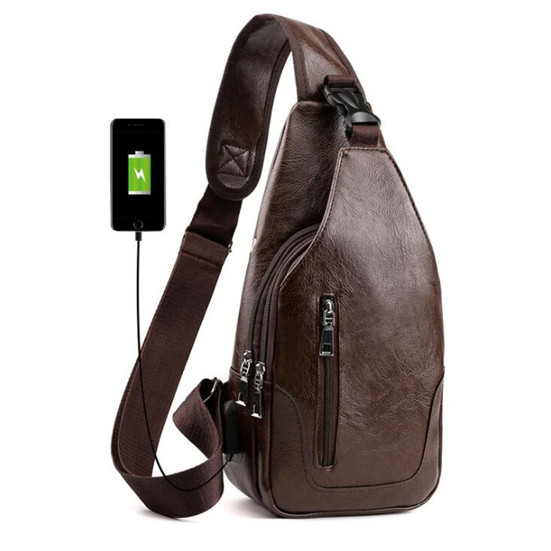 Men’s Premium Leather Chest Bag – Stylish Messenger for Everyday