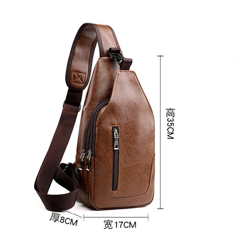 Men’s Premium Leather Chest Bag – Stylish Messenger for Everyday
