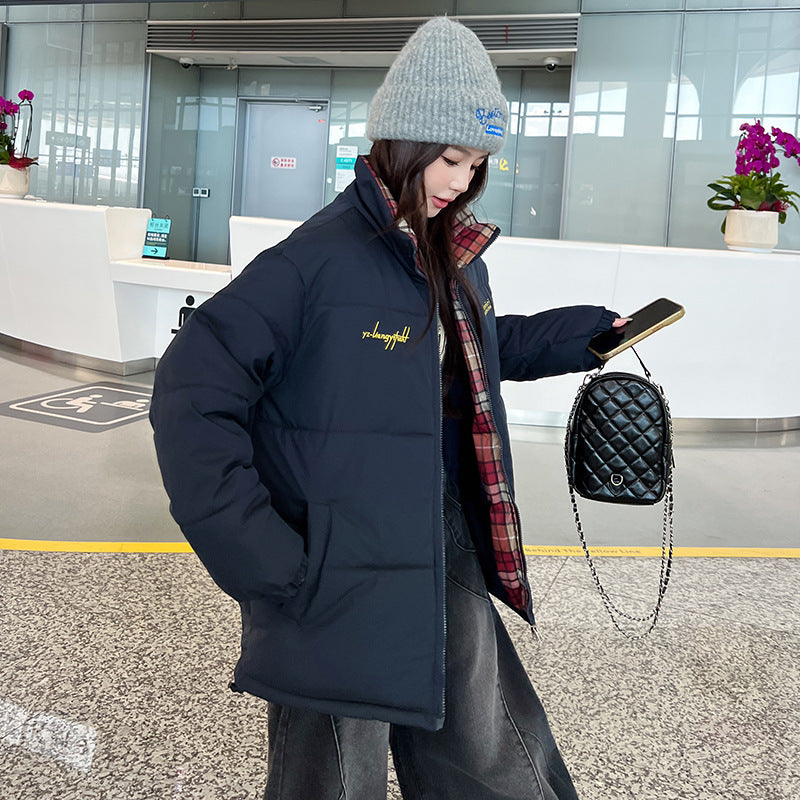 Warm & Stylish – Stand Collar Plaid Cotton Jacket