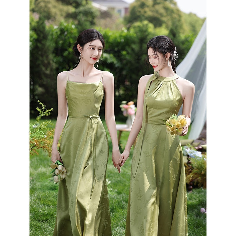Graceful Green National Style Bridesmaid Gown for Celebrations