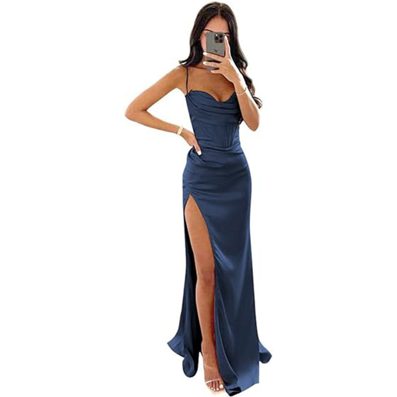 Elegant European & American Sleeveless Camisole Evening Dress