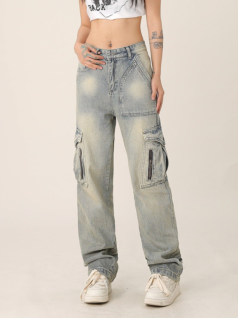 Retro Multi-Pocket Jeans – Functional, Loose, and Effortlessly Stylish