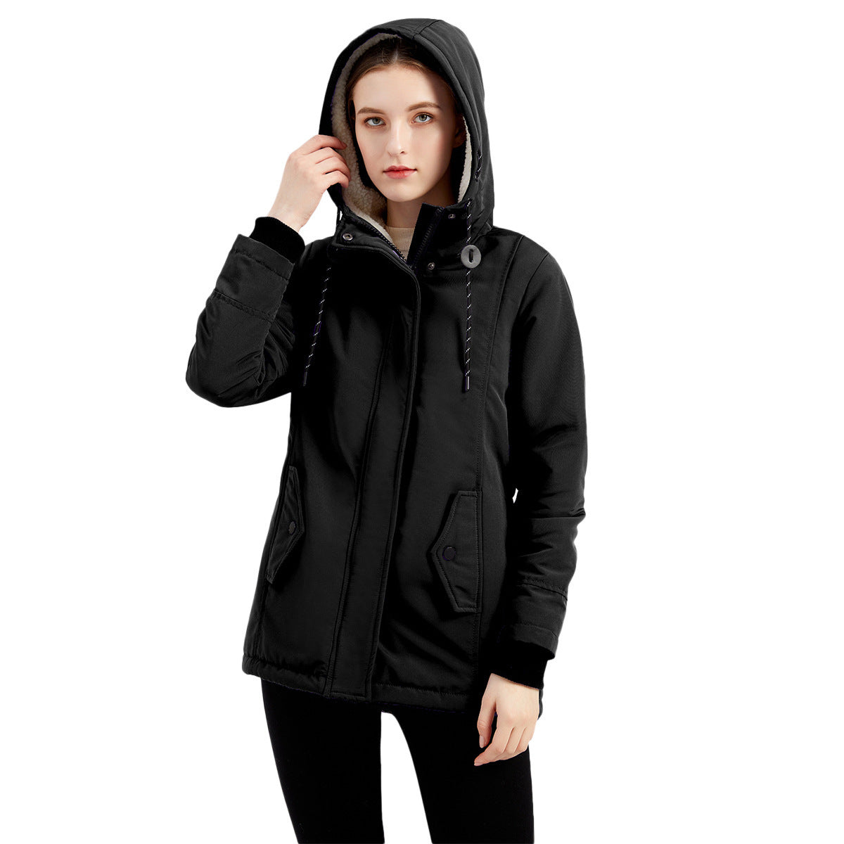 Elegant Comfort – Plush Velvet Thickened Cotton Winter Jacket