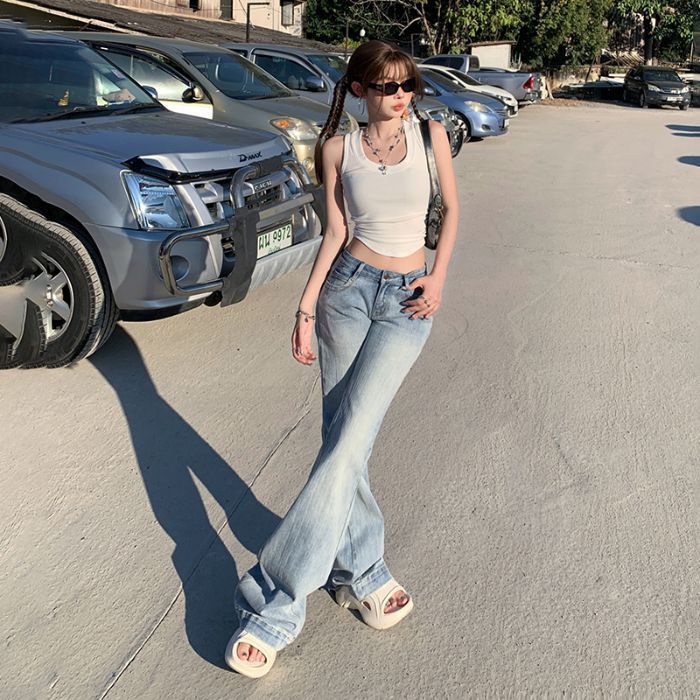 Retro Low-Waist Bell-Bottom Jeans – Hot Girl Vibe Ready!