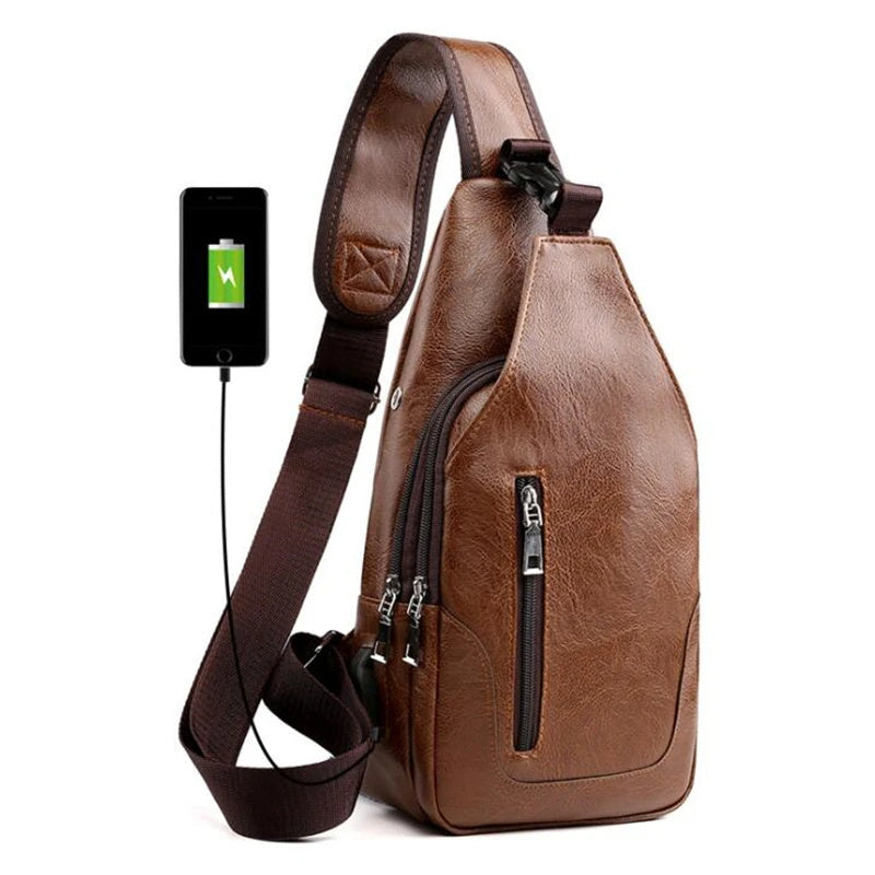 Men’s Premium Leather Chest Bag – Stylish Messenger for Everyday