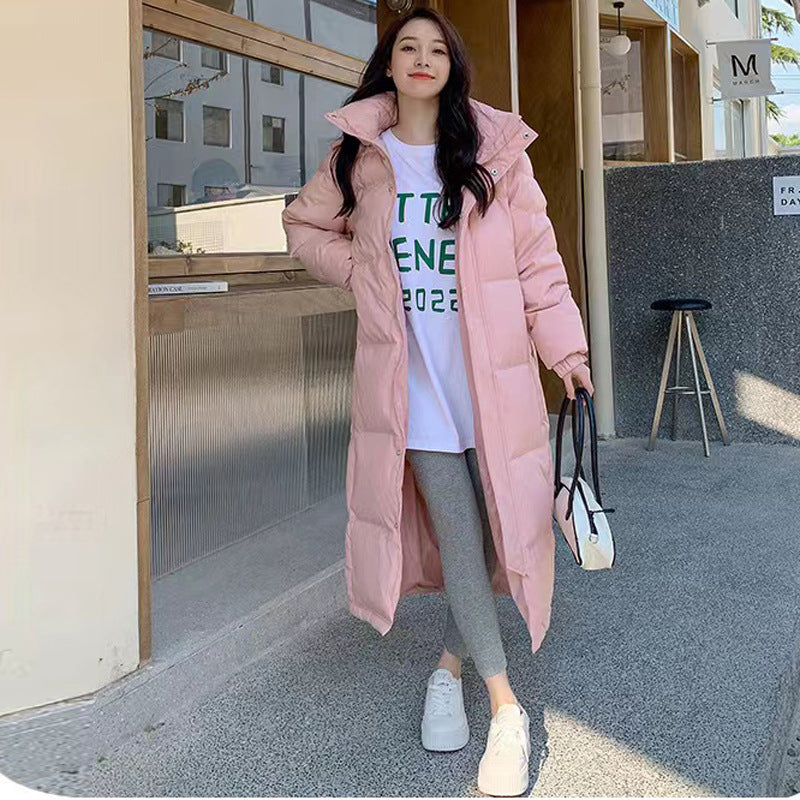 เสื้อโค้ทขนเป็ดสีขาวหนาแบบยาวเหนือเข่าสำหรับผู้ชายและผู้หญิง