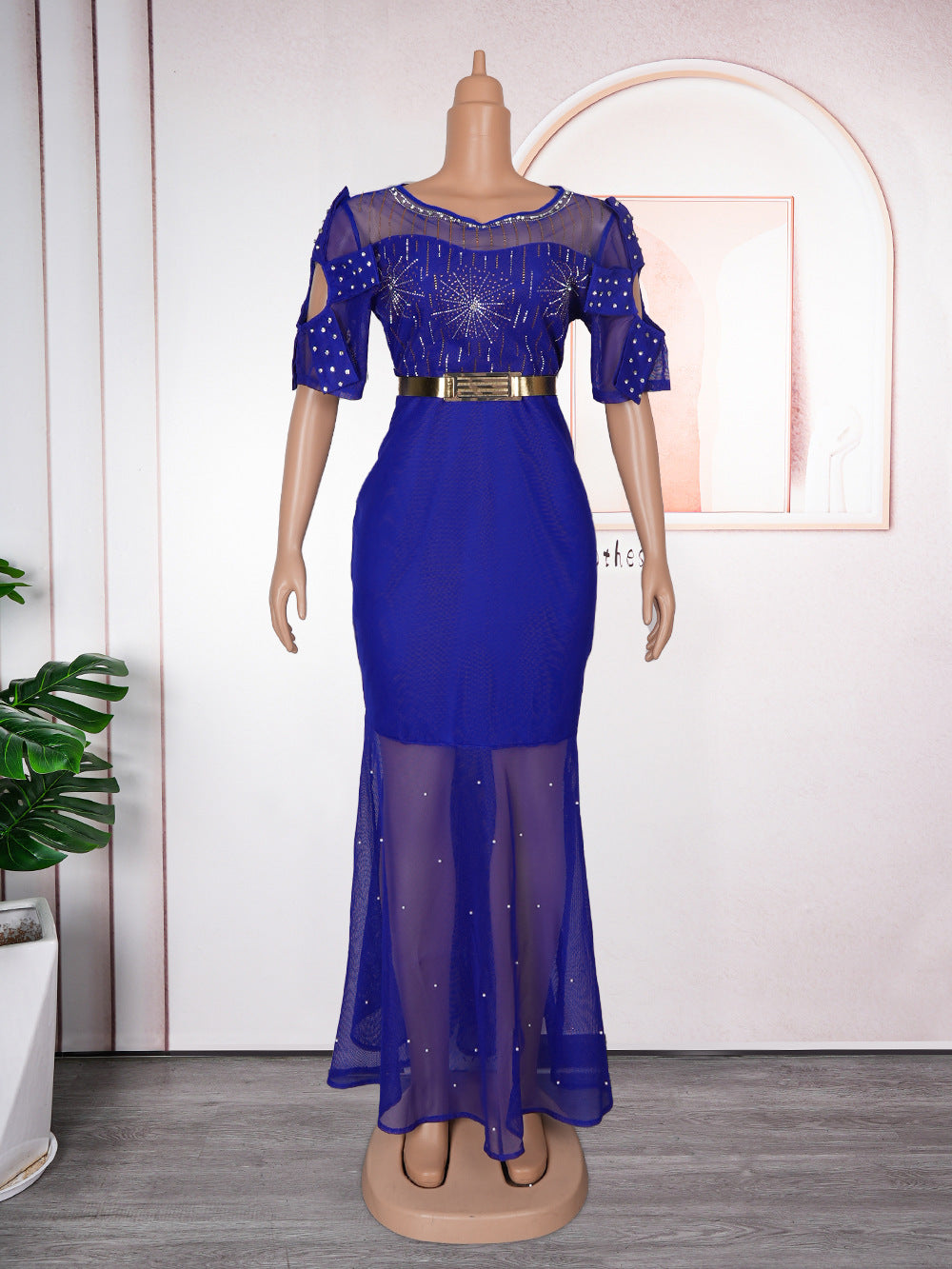 Elegant Embroidered Night Gown for Banquet Events