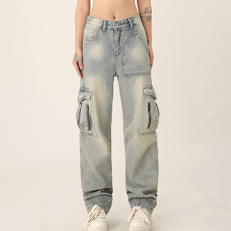 Retro Multi-Pocket Jeans – Functional, Loose, and Effortlessly Stylish