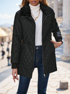 Warm & Trendy – Drawstring Waist Contrast Winter Coat