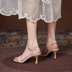 Women's Comfortable Small Size Sandals With Simple High Heel Strap