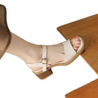 Soft Leather French Sandals – Elegant Square Toe Comfort