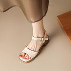 Soft Leather French Sandals – Elegant Square Toe Comfort
