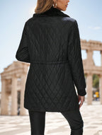 Warm & Trendy – Drawstring Waist Contrast Winter Coat